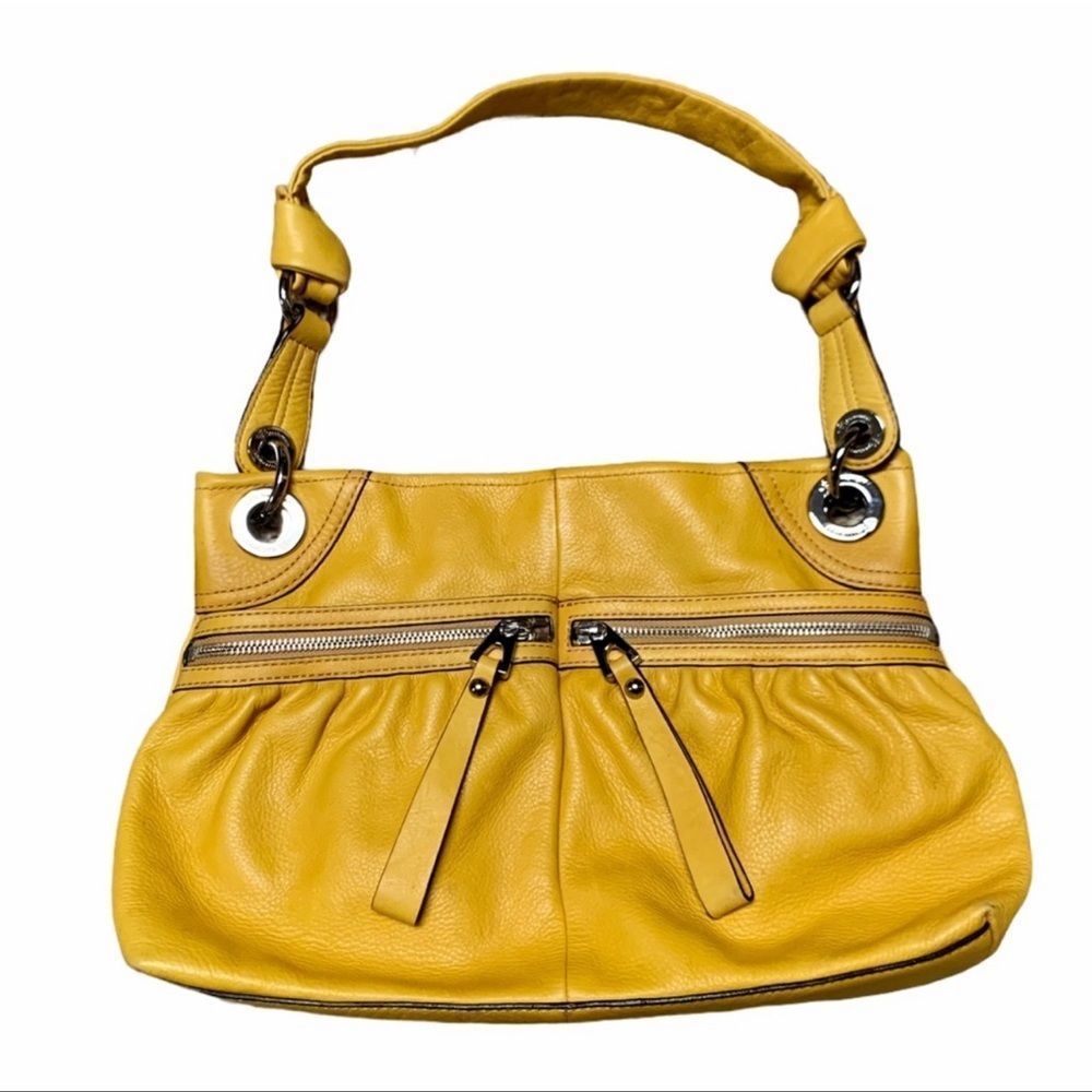 B Makowsky Yellow Leather Shoulder Bag